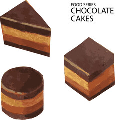 vector illustration set of chocolate cake