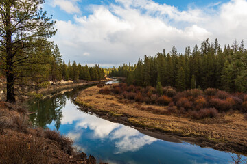 Late Fall River Scene at La Pine State Park, Oregon.