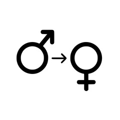 Gender change symbol vector icon for transformation and identity