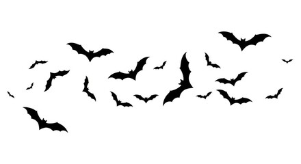 Minimalist Silhouette Flying Bat Swarm Illustration Halloween Spooky Theme Decoration