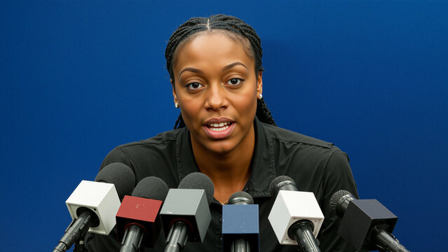 Female Basketball Player Doing Post Game Interview