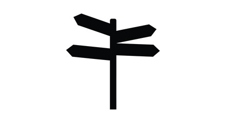 a simple black signpost with three directional arrows