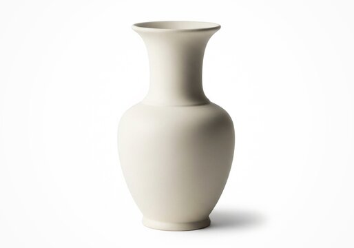 Classic ceramic vase isolated on white background, clean commercial stock photo.