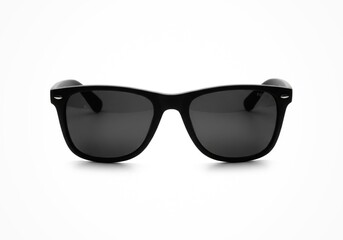 Black sunglasses isolated on white background, clean commercial stock photo.