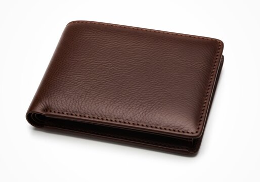 Men&rsquo;s leather wallet isolated on white background, clean commercial stock photo.