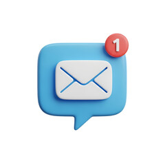 New Message Notification: 3D Rendered Email Icon