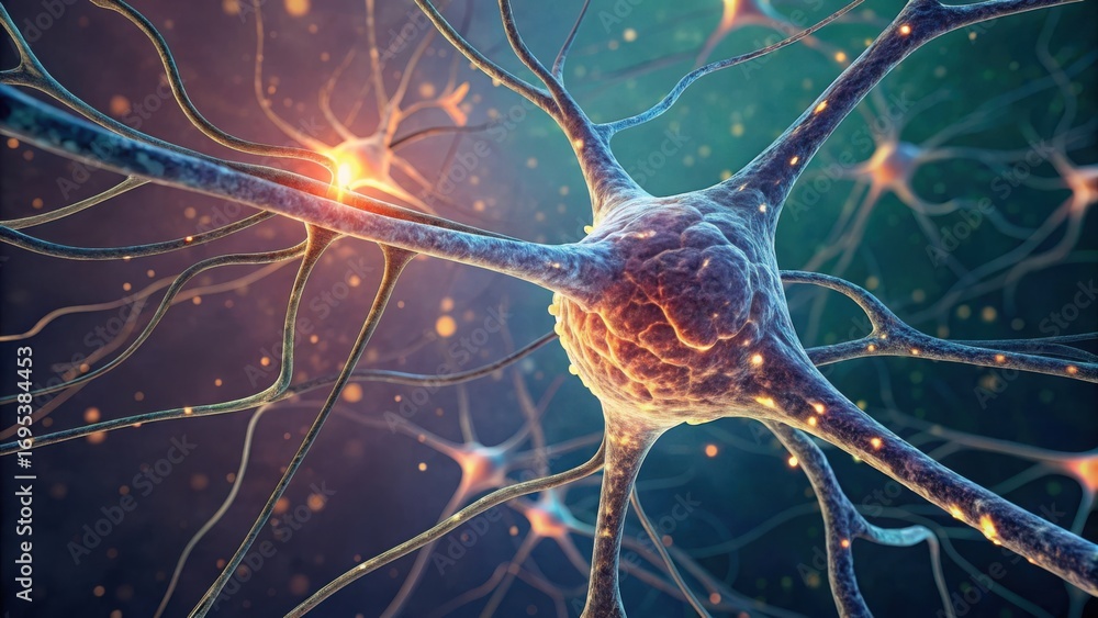 Poster new neuron pathways growing in a dynamic cellular environment