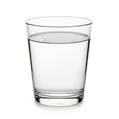 A simple glass of pure, clean water sits elegantly on a white surface, reflecting light and creating a sense of freshness and hydration .