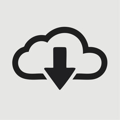Cloud download icon representing data transfer and online storage solutions for digital assets