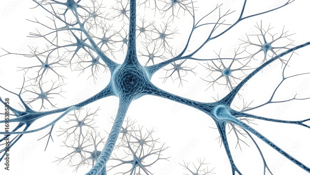 Poster intricate neuron structure with branching patterns and clusters