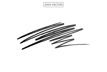 hand-drawn black marker brush strokes texture  transparent PNG, Black Continuous Line Art vector template stock