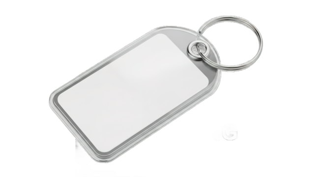 Blank Metal Keyring Tag Mockup Isolated White Background