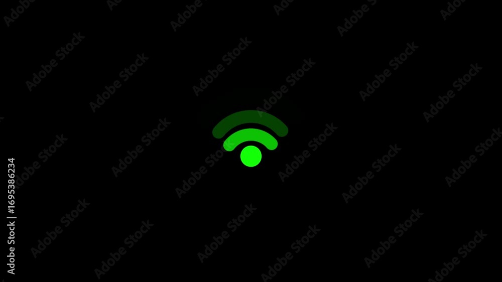 Aufkleber wifi icon symbolizing internet access. abstract animation of a glowing turquoise wifi signal with bl