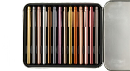 Metallic Pens Set in Tin Case Art Supplies Stationery