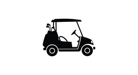 Fototapeta premium a simple black silhouette of a golf cart with clubs