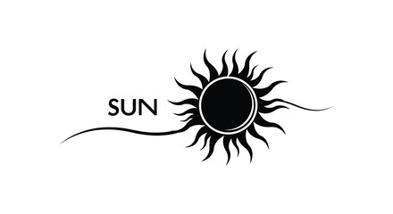 a black sun illustration with rays and an oval center