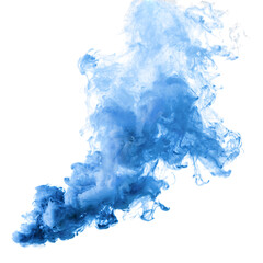 Blue smoke cloud isolated on transparent background for artistic compositions