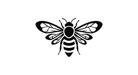 a detailed black and white illustration of a bee