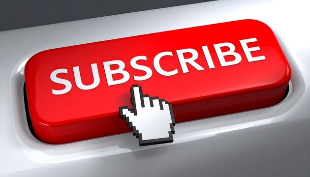 Red button with "SUBSCRIBE" text and a computer mouse cursor - Powered by Adobe