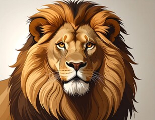 Fototapeta premium Detailed illustration of a lion's head. Majestic and regal