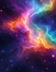 Obraz premium A vibrant display of cosmic nebulae, showcasing swirling, colorful gas clouds against a backdrop of twinkling stars.