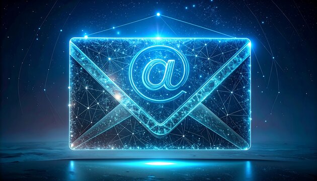 Digital email icon, futuristic design