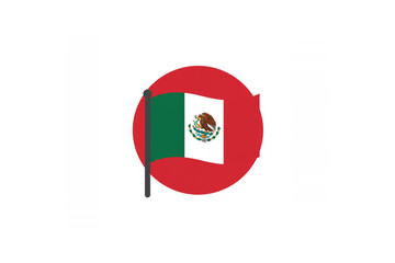 Vibrant Mexican flag prominently displayed within a red circular refresh concept, illustrating themes of national identity, continuous evolution, and cultural pride