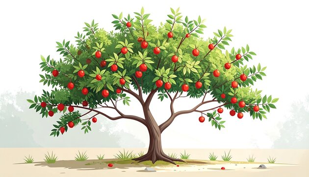 Fruit tree with red apples