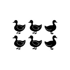 Obraz premium 6 different peking duck silhouette vector icons set