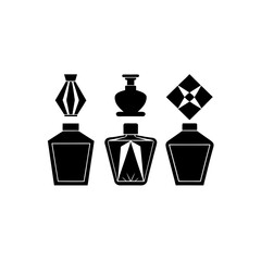 6 different perfume bottle silhouette vector icons