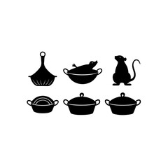 6 different ratatouille dish silhouette vector icons