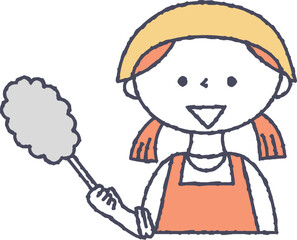 ハンディモップを持つ女の子