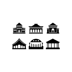Fototapeta premium 6 different theater building silhouette vector icons