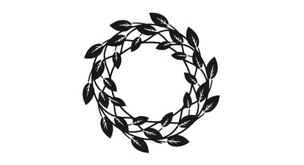 Obraz premium Wreath made of delicate leaves and woven branches is shown as a circular organic element isolated on a white background for creative design projects and decorative seasonal marketing materials.