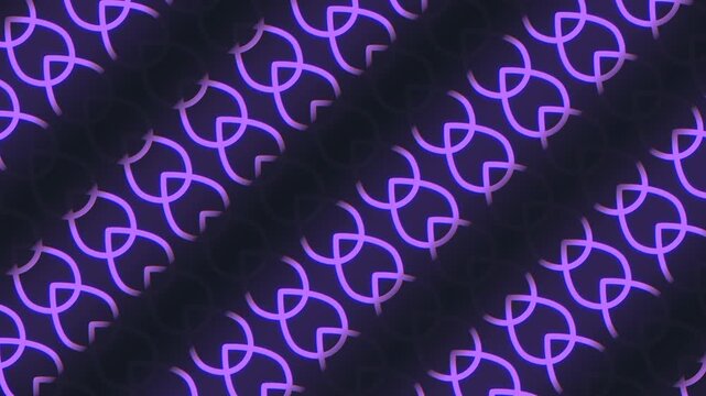 An intricate design featuring purple and black intertwined circles made of swirling lines, creating a dynamic and mesmerizing visual pattern that repeats throughout the image