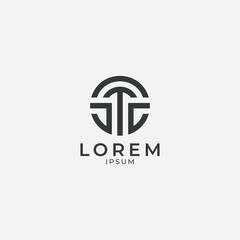 Minimalist Monogram Circular Logo Vector Design