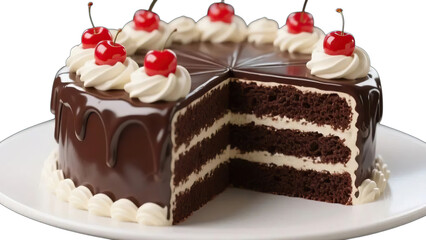 Delicious Chocolate Cake with Cream Filling and Cherries A Festive Dessert for Celebrations