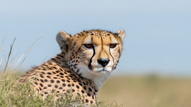 Close-Up of a Cheetah Relaxing in Natural Habitat on a Sunny Day