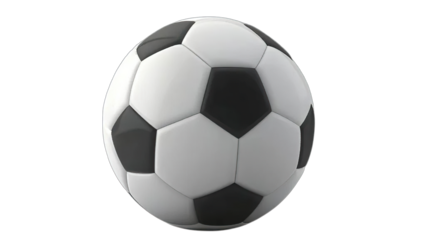 Classic black and white soccer ball isolated on a clean white studio background for sports and recreation design