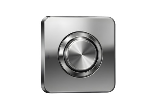 Modern metallic button, sleek design, technology activation