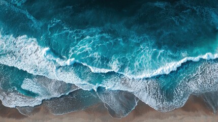 Obraz premium The sea water is very clear, abstract aerial view background of blue waves