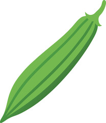 Obraz premium Cartoon Green Okra Pod Vector Illustration with Ridged Surface Detail