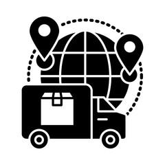 Distribution Icon for global product delivery, supply chain logistics, and transportation systems...