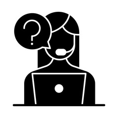 Customer Support Icon for online assistance, service desk management, and client problem resolution...