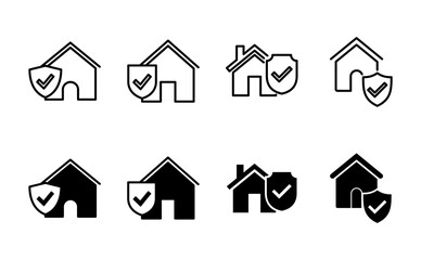 House insurance icon set. house protection icon.