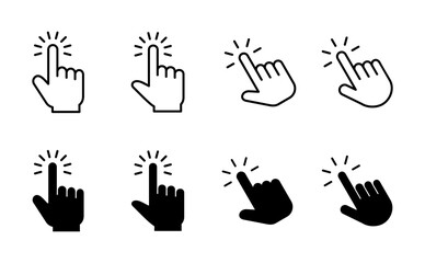 Hand click icon set. pointer icon vector. hand cursor icon vector