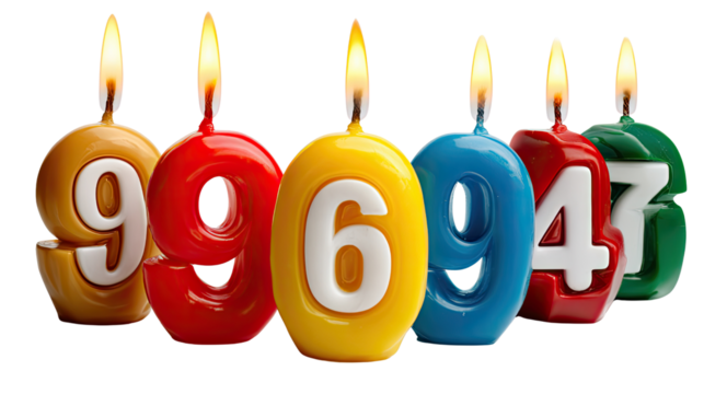 Festive Candles: A collection of brightly colored candles, each with a unique number, illuminating a moment of celebration. The flames dance gently, symbolizing warmth and joy.