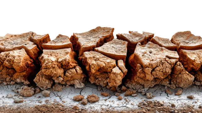 Cracked Earth: A close-up shot showcasing the parched and cracked earth, representing the harsh effects of drought, environmental degradation, and climate change. 