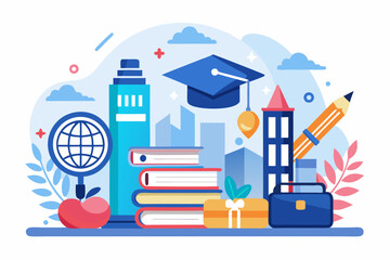 Flat vector icon of a business trainer giving a financial presentation with a dollar sign on a board in front of an audience. Perfect for illustrating concepts such as business training, investment ed