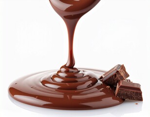 Pouring Melted Chocolate Over Dessert Close-up